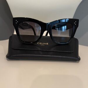 Celine Glossy Black Cat-Eye Sunglasses with Gradient Lenses